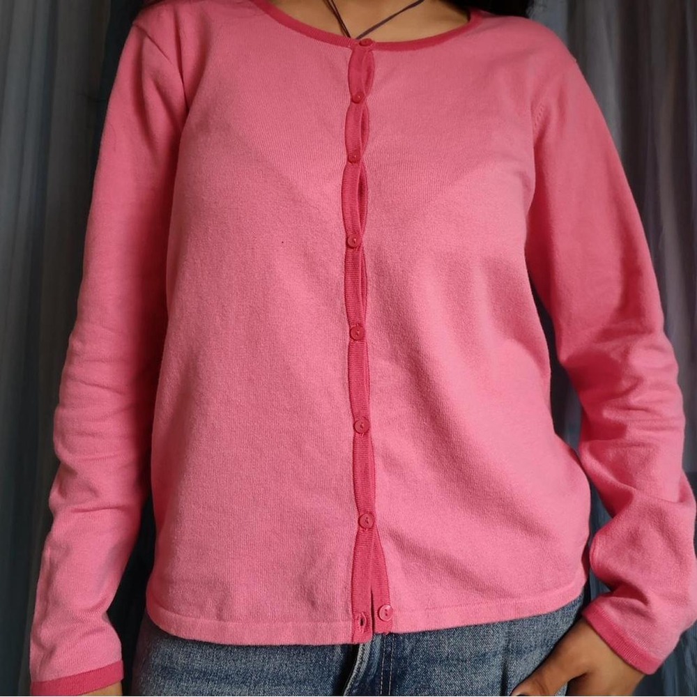 Adorable Pink Button-Up Cardigan Sweater